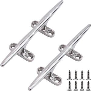 Boat Cleat 4 inch 5 inch 6 inch 8 inch 10 inch Open Base 316 Stainless Steel Dock Cleat Marine Grade Rope Cleat with Fasteners for Kayaks, Nautical Decor