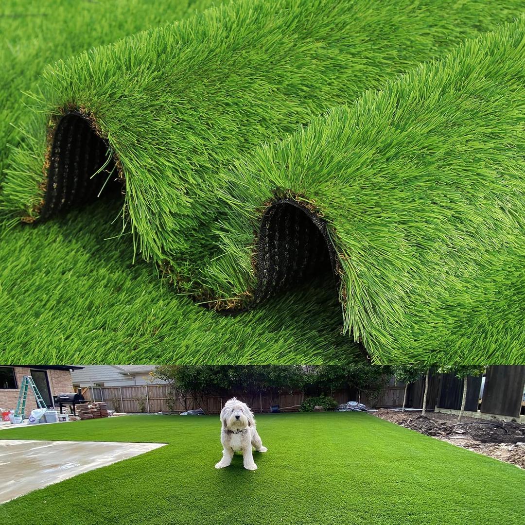 Artificial Grass Turf 4FTX7FT, 1.38" Pile Height Thick Fake Grass Pet Dog Mat Pad with Drain Holes Synthetic Fake Astro Turf Indoor Outdoor Garden Lawn Landscape