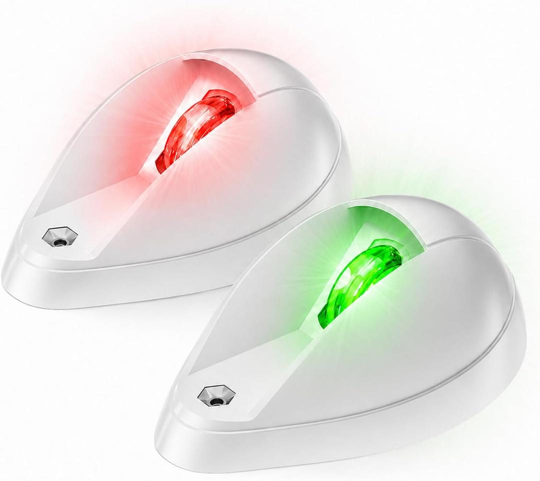 Boat Navigation Lights, Pontoon Navigation Lights for Boats LED Red and Green, IP67 Waterproof 3 NM Boat Bow Light for Marine and Center Console Boats