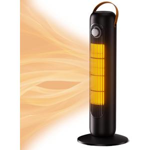 Outdoor Heaters for Patio, 350Sq.ft 1S Heating, 1500W PTC Ceramic Electric Patio Heater, Overheating & Tip-Over Protection, 70° Oscillating Space Heaters for Indoor Use Large Room, 4 Modes, Black