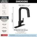 Delta Junction Matte Black Kitchen Faucet with Pull Down Sprayer, Modern Single Hole Kitchen Sink Faucet, Single Handle, Matte Black 19825LF-BL