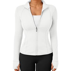 Trendy Queen Womens Lightweight Zip Up Jackets 2026 Athletic Workout Hoodies Spring Shirt Fitted Gym Clothes with Pocket, Size: Medium