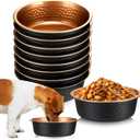Teenyyou 8 Pcs Hammered Stainless Steel Dog Bowls 4 Cup/32 oz, 6.9 Dia Metal Pet Food and Water Bowls Bulk Thickened Durable Replacement Dish for Small Medium Large Dog (Black Gold)