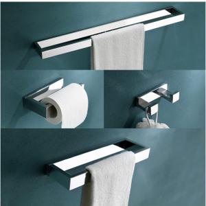 TNOMS 4-Pieces Bathroom Hardware Set, Polished Chrome Towel Bar Set, Wall Mounted Stainless Steel Bathroom Hardware Accessories Set, 23.6 inch