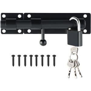 Alise 6 inch Barrel Bolt Latch, Slide Bolt Latch, Heavy Duty Solid SUS304 Stainless Steel Slide Lock for Wooden Fence,Barn Door,Interior or Outdoor Door Matte Black MST8060-B