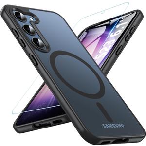 OWKEY for Galaxy S23 Case 6.1'', Magnetic Samsung Galaxy S23 Case for Magsafe with Screen Protector, [Military Grade Protection] Shockproof Phone Cover S23 Case Protective Case for Samsung S23,Black