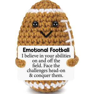 Funny Positive Crochet Football Birthday Gifts for Men, Teacher Appreciation Fathers Day Graduation Gifts for Women Him Her, Inspirational Self Care Home Decor Gift for Dad Mom Son Daughter Coworker