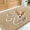 OLANLY Dog Door Mat for Muddy Paws 24x16, Paw Print Design, Absorbs Moisture and Dirt, Absorbent Non-Slip Washable Doormat, Quick Dry Chenille Mud Mat for Dogs, Entry Indoor Entryway Carpet, Beige