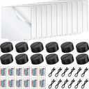 Riakrum 48 Pcs/12 Sets Acrylic Night Lights Clear Acrylic Sheets and 3D Night LED Light Lamp Base with Remote Control USB Cable, DIY LED Lamp Set for Restaurant Bar Cafe Room Decor(Rectangular)