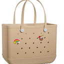 Beach Bag Rubber Tote Bag - Waterproof Travel Bag for Women Washable Tote Bag Handbag for Sports Beach Market Pool (X-Large, Beige)