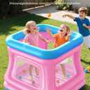QPAU 3-in-1 Inflatable Bounce House for Toddlers 1-3, Ball Pit & Trampoline, Inflatable Bouncy House with Safety Net, Indoor & Outdoor Bubble Bouncer Baby Play YardBlue & Pink