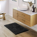 Bathroom Rugs, Machine Washable Bath Mats For bathroom Floor Rugs, Nonslip Backing Rubber Bath Rug, Black, Size 24 x 16.5