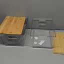 2 Pcs Multi Use Storage Bin With Bamboo Lid - Large