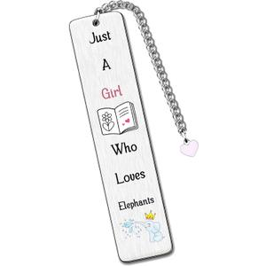 2 x Elephant Bookmarks Cute Bestie Women Teens Distance Accompany Just a Girl who Loves Elephants Daughter Sister Niece Friend Accessory Personalised Birthday Wife Valentines Day Elephant Christmas Gifts