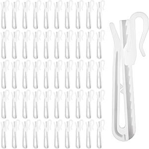 50 PCS Plastic Curtain Hooks, Adjustable Pinch Pleat Hooks for Pleated Drapes Ratchet System Pinch Pleat Curtain Hooks for Window Curtain, Door Curtain, Shower Curtain