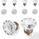 Vintage Cabinet Knobs Crystal Cabinets Knob 8 Pack, Antique Brass Bronze Small Pull, Clear Crystal Closet Dresser Drawers Cupboard Wardrobe Old Fashioned Handle, Retro Pulls Two Installation Methods