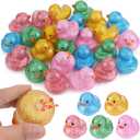25Pcs Mini Glitter Rubber Ducks Bath Toys, Bathtub Floating Squeaky Duck Bulk Baby Preschool Bath Toy for Baby Shower Infants Kids Toddler Birthday Party Decoration Gift (Large)