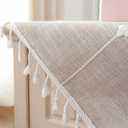 Square Small Bedside Tablecloth Cotton Linen Light Brown Lattice Dust-Proof Washable Table Cover Boho Farmhouse Table Cloth for Nightstand Kitchen Dining Tabletop Decoration 24 x 24 Inch