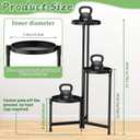 MOKANI Metal Plant Stand Indoor Outdoor for Multiple Plants, 3 Tiered Folding Corner Shelf Tall Flower Pot Holder Display Rack for Patio Living Room Balcony Garden, Black