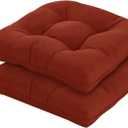 19x19 Outdoor Chair Cushions Set of 2, Wicker Patio Furniture Cushions with Tufted Buttons, Thick Outdoor Seat Cushions for Lawn Chairs, Overstuffed and Water Resistant, Brick Red (19''x19''x5'')