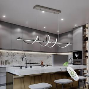 Black Modern Chandelier for Dining Room,Creative Modern Led Pendant Light for Kitchen Island Lighting Dimmable 39.73" Twist Design Modern Led Chandelier 3000K-6500K Adjustable Color Temperature, 39.4in
