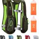 UTOBEST Running Vest, 5L Hydration Vest Lightweight, Breathable and Sweatproof Running Backpack, Adjustable Running Hydration Vest for Trail Running Marathon Race Jogging Cycling (Green Vest 5L with 2 x Soft Flask)