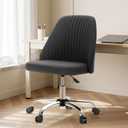 DUMOS Office Chair, Comfy Desk Chair Rolling Vanity Swivel Task Chairs with Wheels, Wide Seating Armless Height Adjustable Computer Chairs for Home,Bedroom,Student,Adults, Graphite, Medium