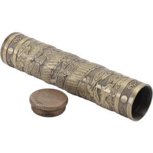 Yosoo Metal Tube Container Embossed Pattern Water Proof Sealed Storage Tube for Outdoors Camping Metal Tube Container Metal Storage Tube Metal Tube Container Travel Storage