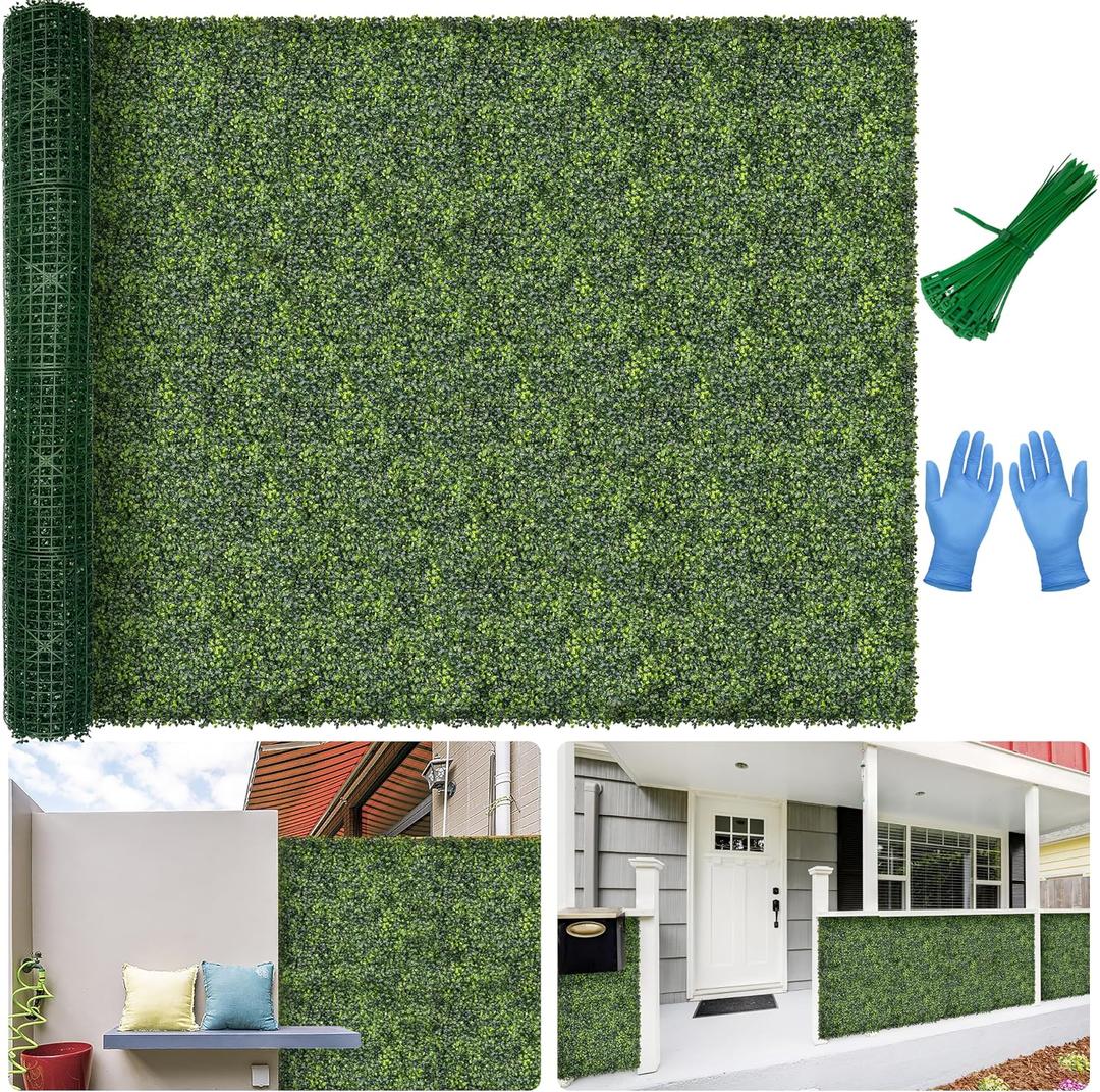 Artificial Boxwood Backdrop Roll: 80"x120" (67 sqft) UV-Anti Greenery Faux Grass Hedge for Indoor Outdoor Green Wall Decor, Patio Privacy Screen, Garden Fence Covering