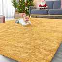 OLANLY 8x10 Machine Washable Large Area Rugs for Living Room, Bedroom, Soft Fluffy Shaggy Bedside Rug, Indoor Floor Carpet for Kids Girls and Boys, Dorms, Nursery, Home Decor Aesthetic, Mustard Yellow