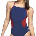 Speedo Women's Swimsuit One Piece Endurance+ Cross Back (30, Spark Navy/Red)