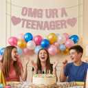 OMG UR A TEENAGER Banner, Pre-Strung 13th Birthday Decorations for Girls Glitter Rose Gold Teen Birthday Banner for 13 Year Old Party Favors Supplies
