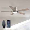 52 Inch Low Profile Ceiling Fan with Light and Remote Flush Mount Ceiling Fans, Noiseless, 6 Speeds Reversible, Dimmable, Ceiling Fan for Bedroom, Living Room