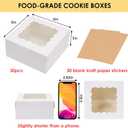 Moretoes 30pcs White Cookie Boxes with Window, 6x6x3 Inches, Bakery Boxes for Cookies, Pastry,Strawberries, Small Pie, Macarons