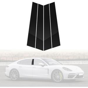BASIKER Door Pillar Post Trim Compatible with 2017-2022 Porsche Panamer.a Window Pillar Glossy Black PC Stickers Cover Molding Accessories