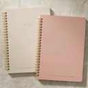 Aesthetic Spiral Notebook Set of 2 For Women and Men - Cute College Ruled 8x6 Bible Study Journal/Notebook with Pockets And Lined Pages - Perfect A5 Supplies to Stay Organized at Work or School (pink-beige)