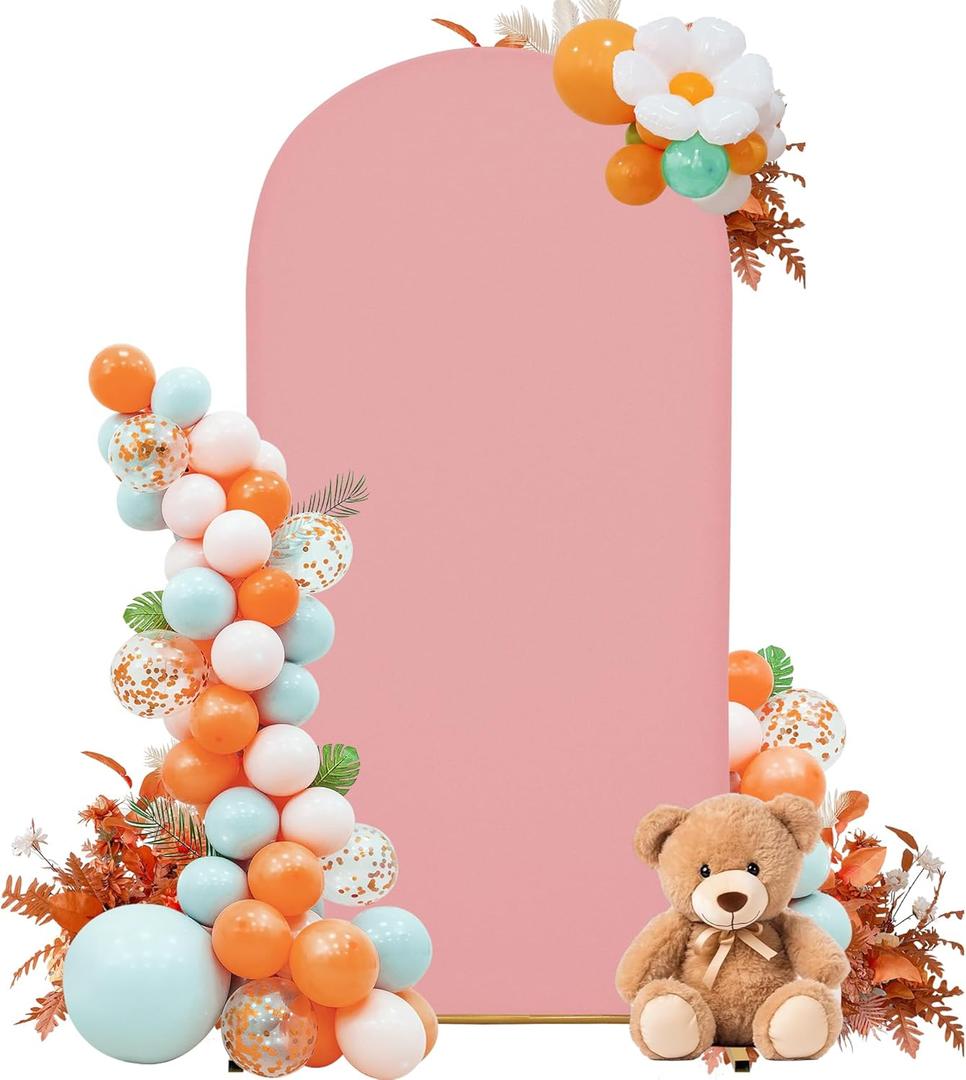 6.6FT Arch Backdrop Cover  Elastic Spandex Fabric for Photo Booth, Birthday & Graduation Decor  Sleek Black Arch Stand Cover for Indoor/Outdoor Events (Light pink)