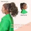 SEIKEA 10" Highlight Ponytail Extension Claw Short Thick Wavy Curly Jaw Clip in Fake Pony Tails Fake Hair Soft Natural Looking Synthetic Hairpiece for Women Dark Medium Blonde/White Blonde Highlights