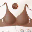 Wireless Bras for Women No Underwire Jelly Push Up Wave Seamless Full Coverage Bralettes Support Lift Everyday Bra (Small, A01- Coffee)