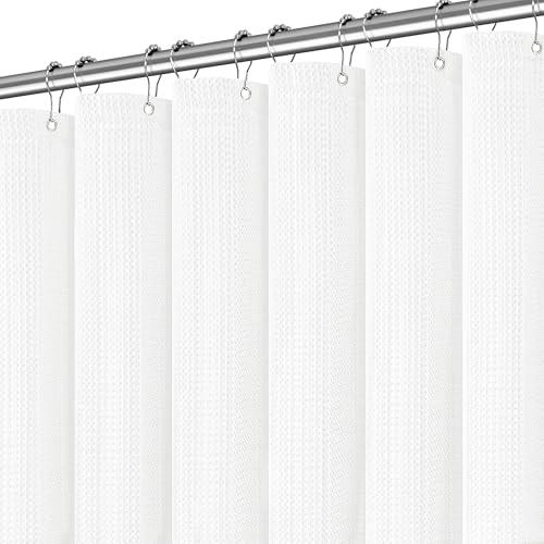 PANGSINNE Stall Waterproof Shower Curtain Waffle Weave 60 Inches Beige Heavy Duty for Bathroom, Machine Washable 256GSM Modern Shower Curtains, 60"Wx72"H