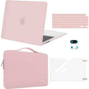 MOSISO Compatible with MacBook Air 13 inch Case M5 2026 M4 2025 M3 M2 2024-2022 A3449 A3240 A3113 A2681,Hard Shell&Sleeve Bag&Keyboard Skin&Webcam Cover&ScreenFilm for MacBook Air 13.6, Baby Pink