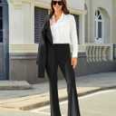 Womens Bootcut Dress Pants Business Casual Work Pants with Pockets High Waist Stretchy Trousers Pull On Office Slacks (Black, S)