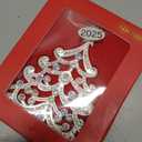 2025 Metal Christmas Tree Ornament Decorations 5" with Iridescent Crystals & 2025 Dated Engraved for Keepsake Gifts Holiday Home Party Decor