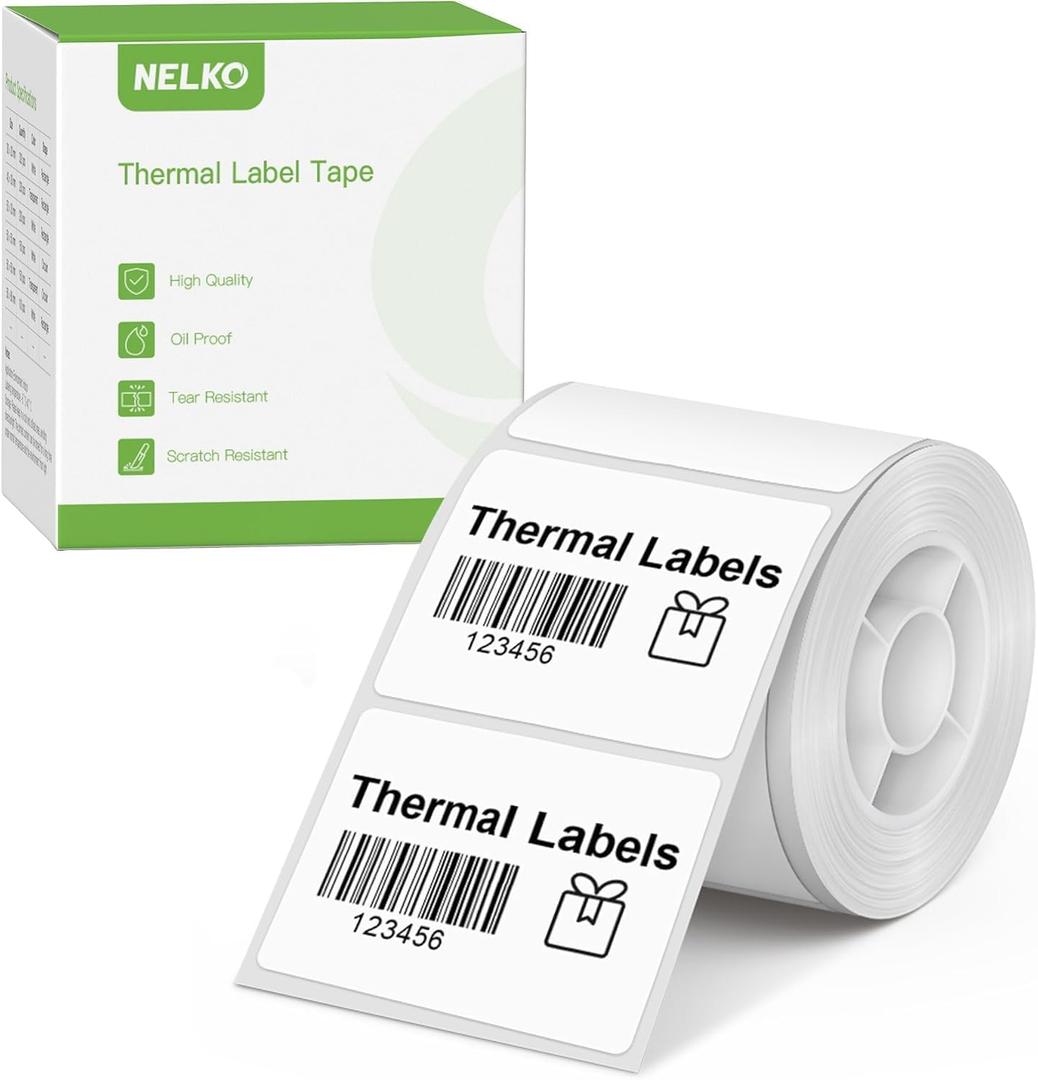 Thermal Labels for Nelko PM220 Label Maker, 1.57'' x 1.18'' (40x30mm) Thermal Sticker Tab, Waterproof, Multi-Purpose Label Tape, 1 Roll of 230 Self-Adhesive Thermal Paper (White)