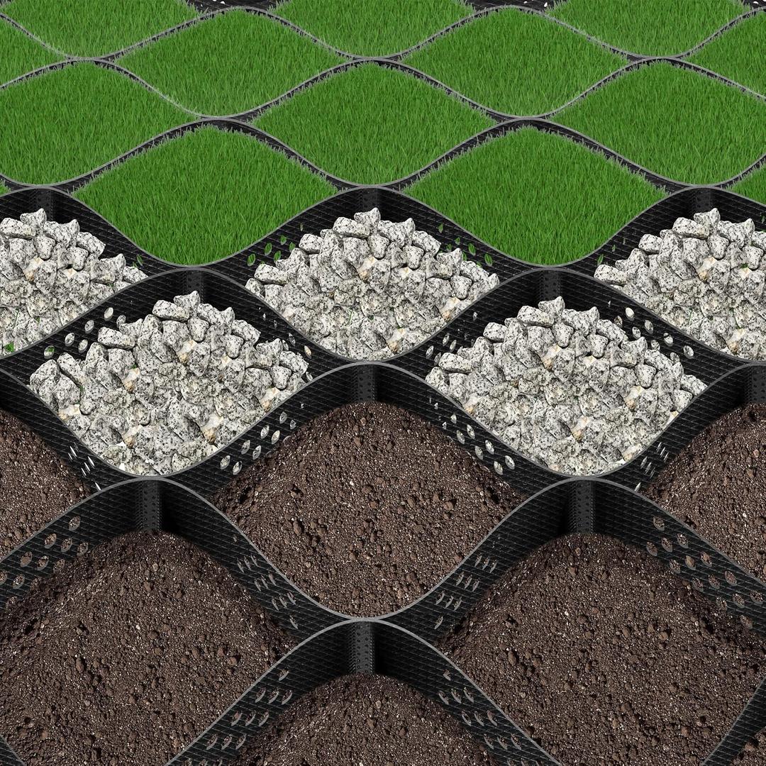 VIVOSUN 2 Depth Ground Grid, 9x17 ft, High-Density HDPE Geo Cell, 1885 lbs per sq ft Load, Foldable & Tensile, Easy Installation with Gloves, Perfect for Gardens, Driveways, Pathways, Slopes