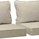 AAAAAcessories Outdoor Seat Cushions for Chairs, Fade-Resistant, Waterproof Patio Furniture Replacement Cushions, 25.5" x 25.5" x 5" + 25.5" x 19", Set of 2, Beige