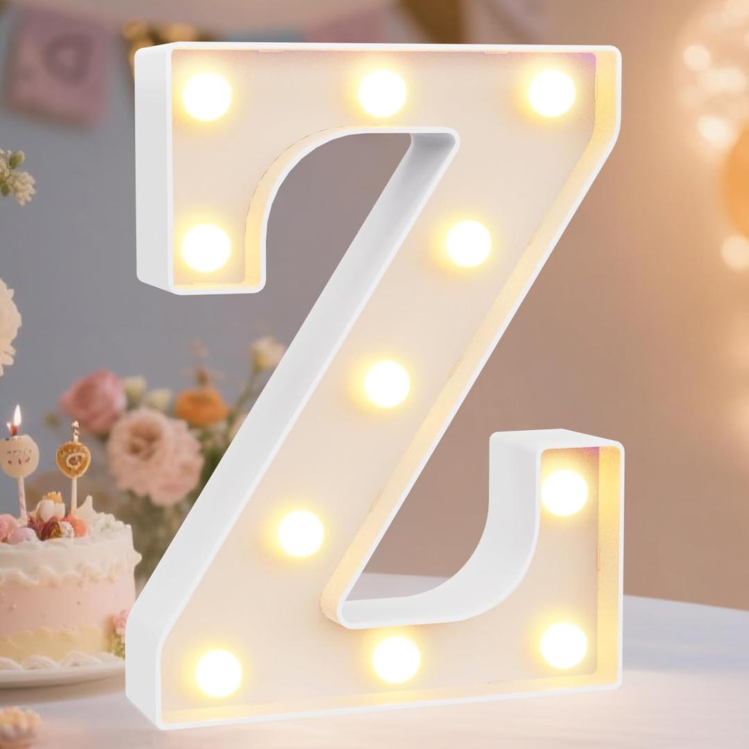 Pooqla LED Marquee Letter Lights Sign, Light Up Alphabet Letter for Home Party Wedding Decoration Z (Warm White)