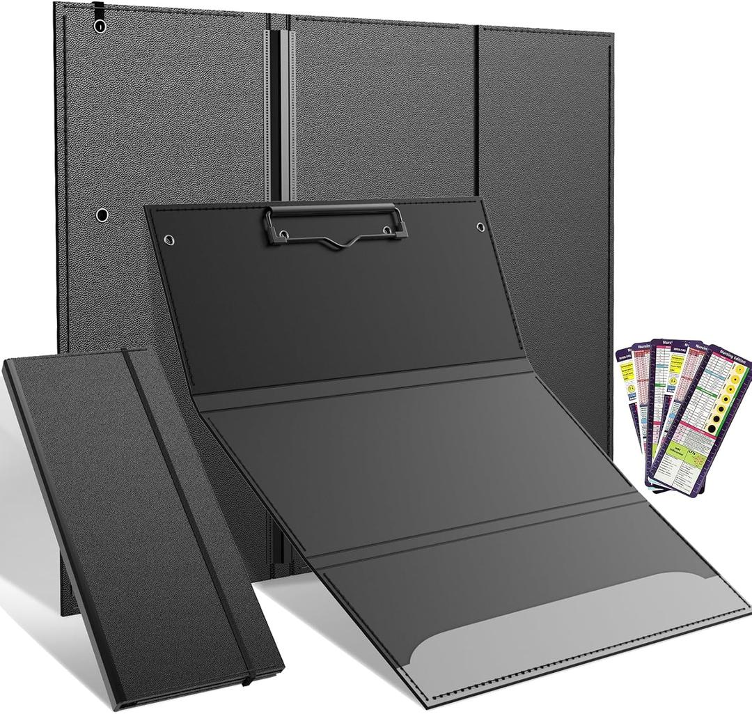 Nursing Clipboard Foldable-3 Layers Folding Nursing Clipboard with Nursing Edition Cheat Sheets, Trifold Nursing Clipboard for Nurses Doctors,Medical Clipboard Pocket Size,Nurse Clip Boards