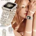 JR.DM Diamond Bands with Bling Case Women Compatible with Apple Watch 40mm 38mm 41mm 44mm 45mm 42mm 46mm 49mm Luxury Metal Bracelet Replacement Strap for iWatch Series 11/10/9/8/7/6/5/4 SE/Ultra 3/2/1