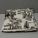 Black and White Farmhouse Kitchen Valances for Windows,Toile Country Decor Print Sheer Rustic Theme Pattern Design Rod Pocket Cream Cotton Valance Curtains for Living Room Bathroom Set,18 Inch Length